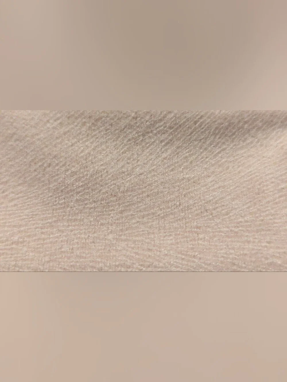Lancome Beige Brushed Felt Brown Leather Trim Lined Zippered Clutch Tote 8.5